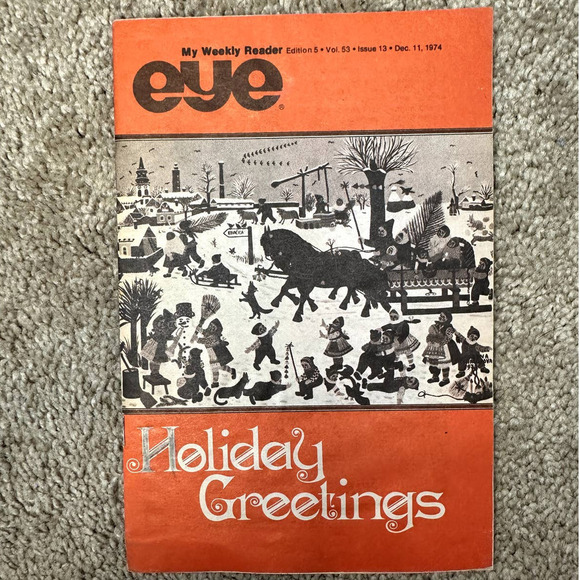 Vintage My Weekly Reader Holiday Greetings Edition 5 Vol 53 Issue 13 Dec 11 1974 - Picture 1 of 3
